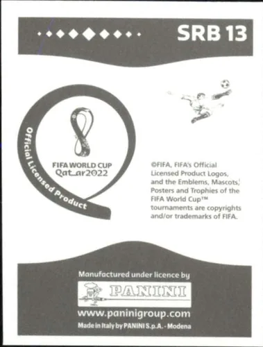 Vista 2 de 2022 Panini World Cup Soccer Sticker #SRB13 Nemanja Maksimovic Serbia Group G Official Qatar WC Album Sticker in Raw (NM or Better) - Measuring 2