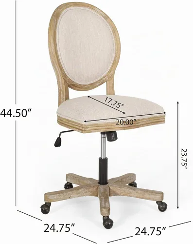 Vista 9 de Silla de oficina giratoria tapizada Pishkin - Beige/Natural