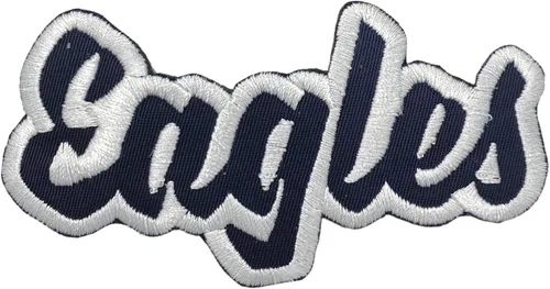 Vista 6 de (2 x 4 pulgadas) Eagles, espíritu de equipo, bordado, parche para planchar (sarga blanca/contorno verde)