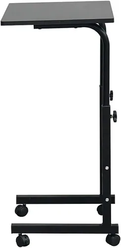 Vista 6 de SSLine Mesa de aperitivos con ruedas, escritorio elevable para computadora portátil, bandeja de TV móvil en forma de C, para sofá, silla, mesa