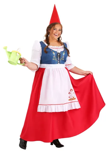 Vista 3 de Disfraz de Mujer Gnomo de Jardín Talla Plus Size Multicolor