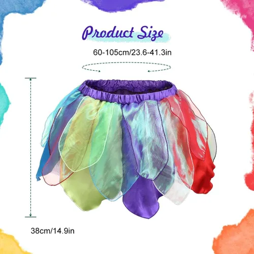 Vista 6 de Nicute Falda de baile arco iris, falda de vientre de pétalos, falda de tul en capas, falda de elfo en capas, falda de fiesta, disfraz para mujeres