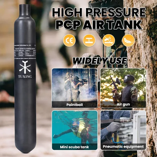Vista 5 de TUXING Sistema de tanque de paintball de aire comprimido HPA de fibra de carbono I 0.7L/42Cu en/700CC Pcp Air Tank I PCP Tank 4500 psi, sistema