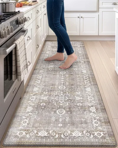 Vista 45 de DEXI Alfombrillas de cocina acolchadas antifatiga, 24 x 87 pulgadas, color Beige claro