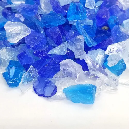 Vista 5 de (5 libras de mezcla de cobalto y azul de primera calidad, para interiores y exteriores, vidrio de fuego triturado para interiores y exteriores