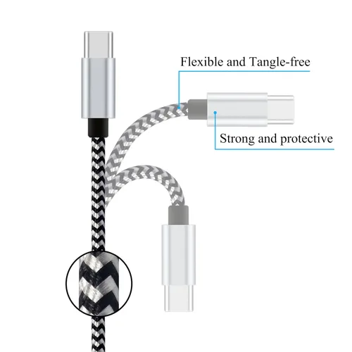 Vista 3 de Ailun - Paquete de 3 cables USB tipo C de 6 pies, cables de sincronización tipo C a USB de carga rápida, con trenzado de nailon para el teléfono