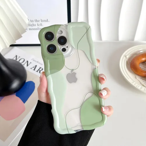 Vista 9 de DEFBSC Funda para iPhone 15 con bonito diseño ondulado, color negro