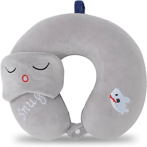 Vista 7 de Linda almohada de cuello para viajes, almohada de cuello para niños con máscara para los ojos para dormir, almohada de espuma viscoelástica
