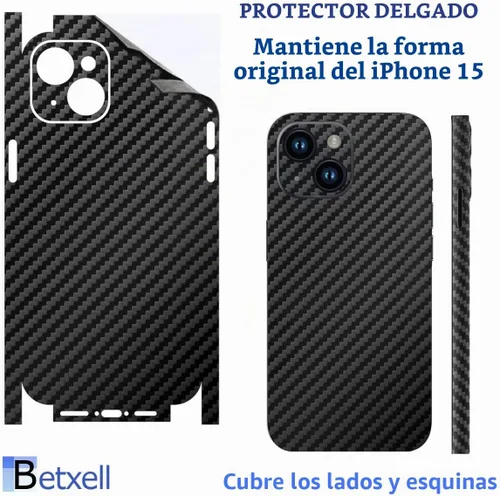 Vista 2 de Película protectora 3M compatible con iPhone 15 para lados y espalda (fibra de carbono)