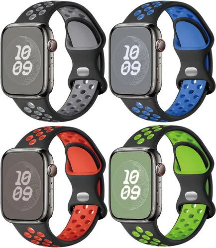 Vista 10 de Correas de silicona compatibles con Apple Watch Band de 1.496 in 1.575 in 1.614 in 1.654 in 1.732 in 1.772 in 1.811 in 1.929 in, correa deportiva