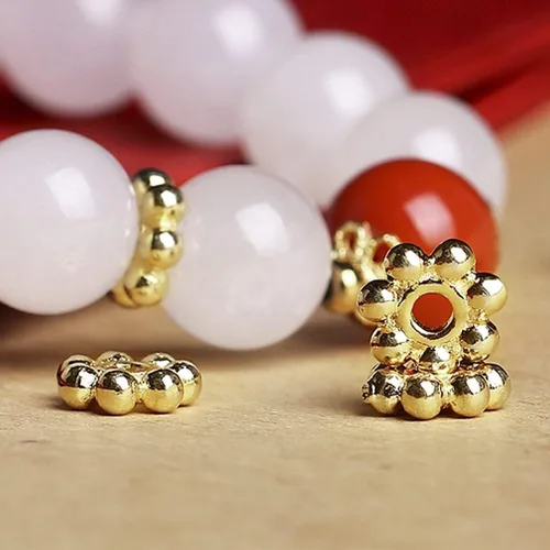 Vista 5 de 1200 cuentas septales en forma de flor, estilo tibetano, espaciadores CCB, cuentas espaciadoras de disco, cuentas sueltas para pulseras, collares