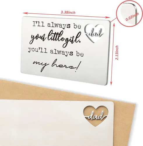 Vista 9 de YODOCAMP Tarjeta de billetera con texto en inglés "Thank You Dad", tarjeta de cartera grabada para mi papá de hija e hijo, cumpleaños, día