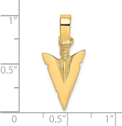 Vista 3 de Colgante de oro amarillo macizo de 14 quilates con diseño de flecha en 3D, 1.260in x 0.472in