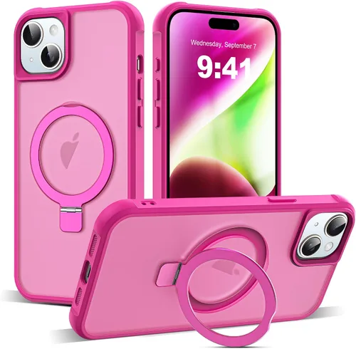 Vista 105 de SKYLMW - Funda compatible con iPhone 11 de 6.1 pulgadas, con soporte magnético invisible tipo anillo, funda translúcida de grado militar, compatible