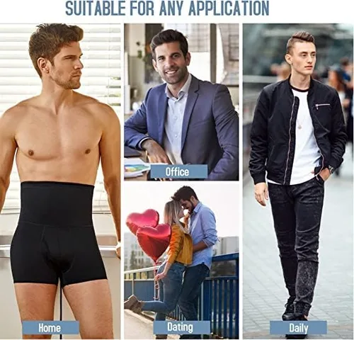 Vista 7 de TAILONG Pantalones cortos con control de abdomen para hombre, cintura alta, adelgazante, moldeador, sin costuras, cintura para el vientre