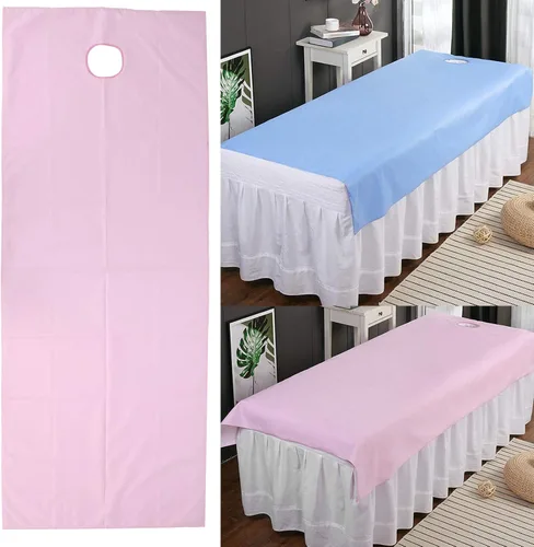 Vista 5 de Sábana de salón de belleza, cubierta impermeable para cama de masaje a prueba de aceite, sábana de mesa de masaje profesional con orificio