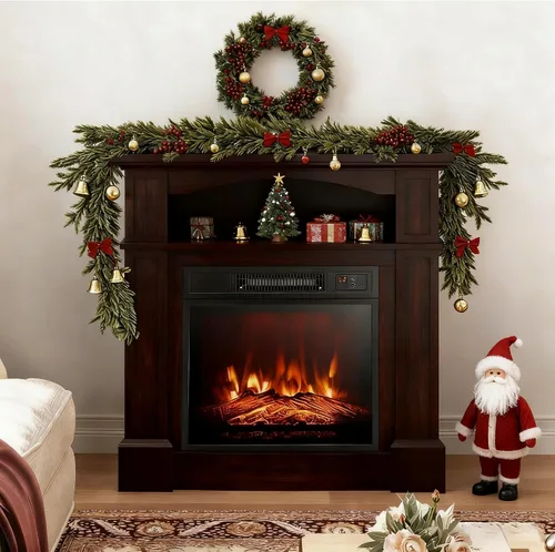 Vista 9 de SIMOE Chimenea eléctrica de 32" con repisa, paquete de chimenea independiente con control remoto y protección contra sobrecalentamiento y llama