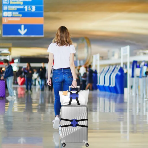 Vista 6 de Correas de equipaje, elástico para equipaje, correas de equipaje, cinturón ajustable para maleta, azul (2)