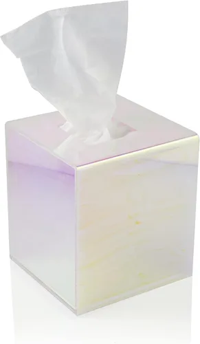 Vista 8 de Soporte acrílico para caja de pañuelos, dispensador transparente para pañuelos faciales, servilletas y hojas de secadora. Perfecto para baños