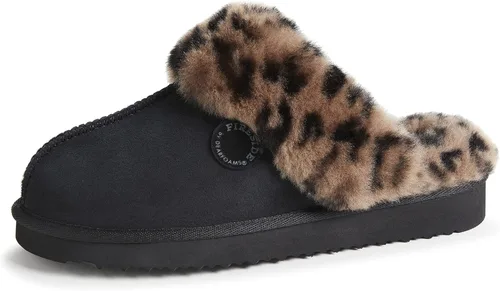 Vista 37 de Dearfoams Fireside Sydney Pantuflas anchas de piel de oveja para mujer, para interiores y exteriores