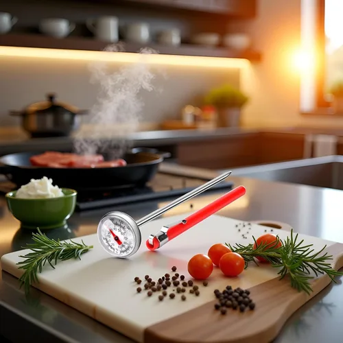 Vista 2 de Termómetro plateado para carne a la parrilla, termómetro de alimentos para cocinar, leche, termómetro de lectura instantánea de cocina, termómetros