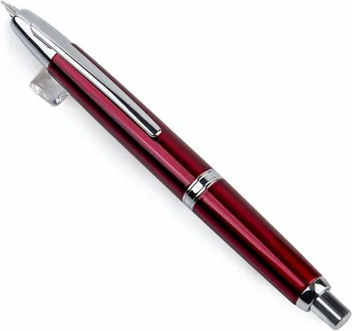 Vista 24 de JINHAO 10 Press Pluma estilográfica retráctil de metal con convertidor de tinta (punta EF 0.38mm, color rojo ágata)