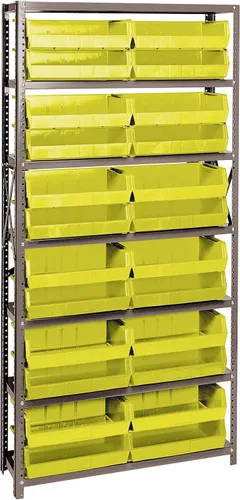 Vista 507 de Quantum QSBU-245BK Heavy Duty Shelving Unit with (7) Shelves and (24) QUS245 Black Bins for Garage Warehouse Storage Distribution 400 lb Load