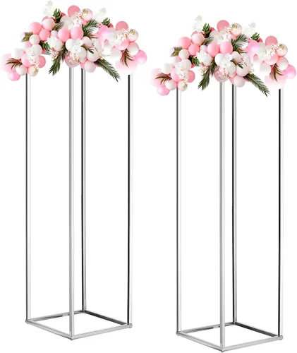 Vista 9 de MECCANIXITY Columna de jarrón de flores de boda, soporte de metal para flores de 15.7 pulgadas de alto, para decoración de bodas, fiestas, cenas