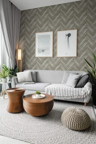 Vista 3 de NextWall Papel tapiz autoadhesivo de madera de cheurón sintético
