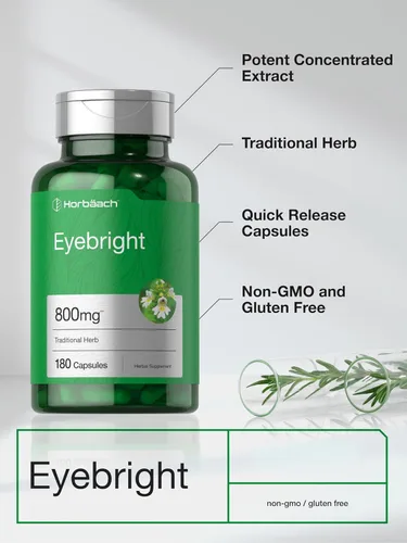 Vista 3 de Horbäach Eyebright Suplemento de hierbas 180 cápsulas Sin OMG, sin gluten