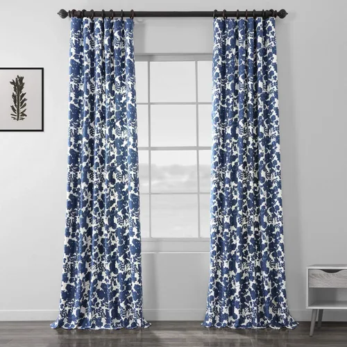 Vista 11 de HPD Half Price Drapes Cortinas florales de algodón de lujo con estampado de 84 pulgadas de largo (1 panel), modernas cortinas de oscurecimiento