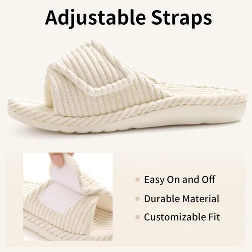 Vista 6 de Litfun Pantuflas ortopédicas para mujer, zapatos de casa con soporte de Beige