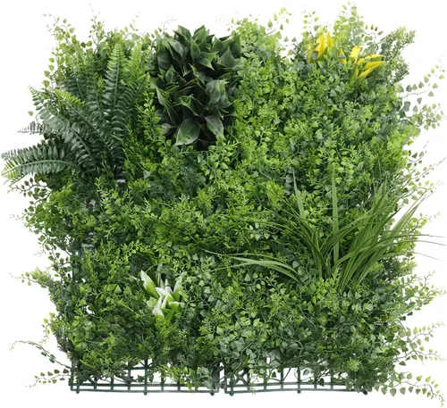Vista 23 de E&K Panel de valla de plantas artificiales de 20 x 20 pulgadas, hojas sintéticas, césped, panel de privacidad para interiores y exteriores