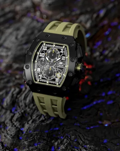 Vista 4 de Mens Watches Luxury Tonneau Watches for Men Waterproof 50M Analog Replica Watch Chronograph Calendar Date Mens Dress Business Work Watch Diver Large