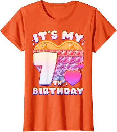 Vista 38 de Pop-it Birthday Girl 7 años de edad, Push it Pop Fidget Bubble Camiseta, Negro