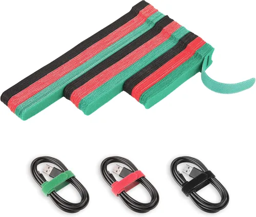 Vista 8 de 90 piezas de bridas de cable reutilizables de 4+6+8 pulgadas, bridas ajustables de gancho y lazo para la organización de cables, gestión de cables