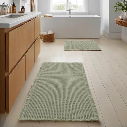 Vista 23 de JIUZHEN Tapete de Baño Mejorado con Diseño de Gofre Súper Absorbente Tapetes de Baño Antideslizantes Alfombras de Baño Lavables a Máquina de Secado