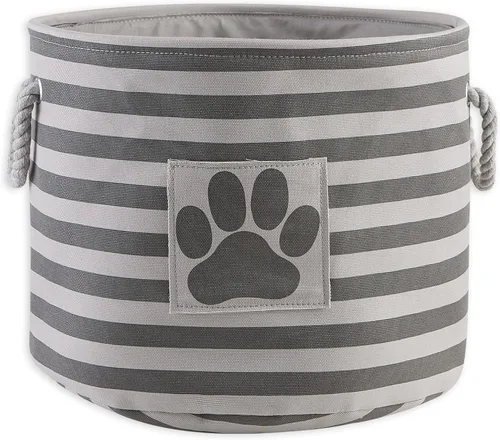 Vista 55 de Bone Dry - Cesta de almacenamiento para mascotas, diseño de parche de pata rayado, aguamarina, rectángulo pequeño