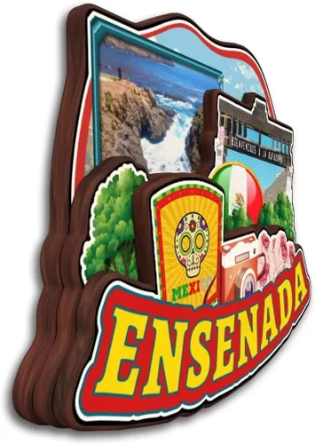 Vista 2 de Ensenada Baja California México - Imán de madera para nevera, colección de madera 3D, hecho a mano, recuerdos de la ciudad de viaje, imán
