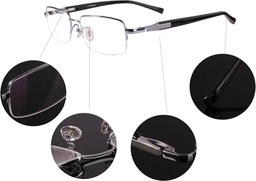 Vista 6 de Agstum Gafas ópticas de titanio con montura media montura 55-18-145