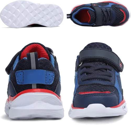 Vista 5 de Zapatos iluminados para niños y niñas, ligeros, con luces LED intermitentes, malla con purpurina, transpirables, adorables tenis para niños pequeños