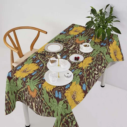 Vista 126 de Mantel Floral Retro de Pájaros, Diseño Original Bohemio William Morris Estampado Cubierta de Mesa para Hogar Picnic Fiesta Comedor Cocina William
