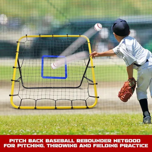 Vista 5 de Eastgoing Baseball and Softball Rebounder Net,Baseball Pitching Net with Pitching Target,Multi-Angle Bounce Back Net for Volleyball Rebounder