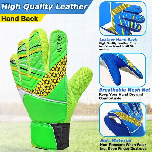 Vista 2 de Jalunth Guantes de Portero de Fútbol para Niños y Jóvenes, Guantes de Guardameta Jugador de Campo para Niños y Niñas, Palma de Látex Antideslizante