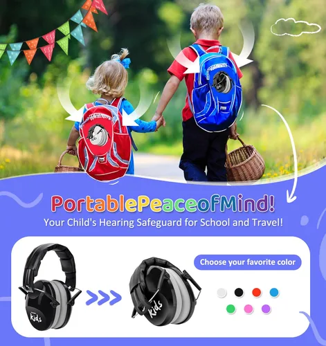 Vista 5 de PROHEAR 032 2.0 - Auriculares con cancelación de ruido para niños - Reducción de ruido de 25dB - Orejeras ajustables de protección sensorial