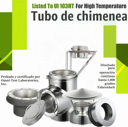 Vista 8 de AllFuel HST Tapa de lluvia con pararrayos de chispas de 3/4 pulgadas para tubo de chimenea aislado de doble pared de acero inoxidable 304 de 6