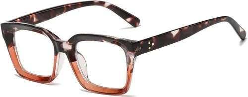 Vista 7 de EYLRIM Classic Thick Square Frame Clear Lens Glasses for Women Men A93 Verde tortuga