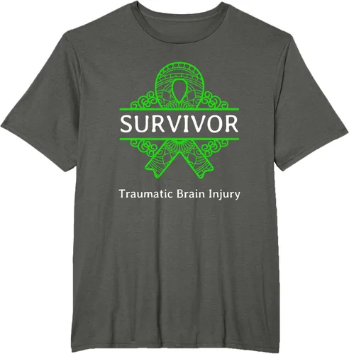 Vista 5 de Camiseta de concientización traumática con cinta verde para supervivientes de lesiones cerebrales, Negro, S