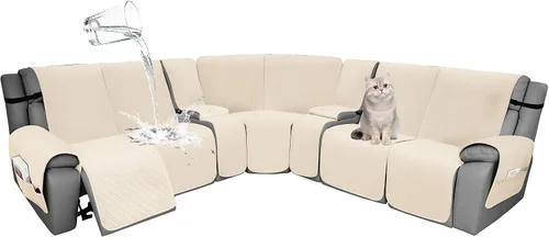 Vista 14 de Fundas de terciopelo 10% impermeables para sofá modular reclinable en forma de L, 1 pieza, fundas acolchadas para sofá reclinable esquinero, juego
