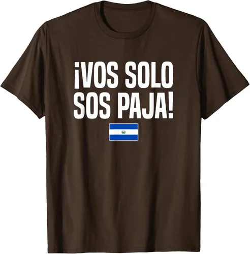 Vista 8 de Camiseta Vos Solo Sos Paja Salvadoran Slang Bandera de El Salvador, Negro